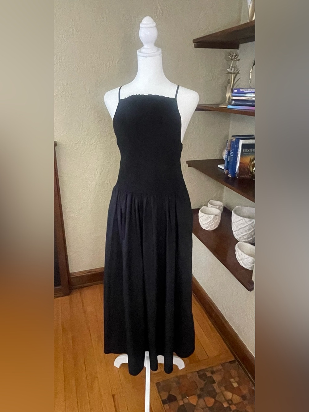 J. Crew Friday Cotton Backless Sundress/ Spaghetti Straps, Black, Sz. Large - Picture 12 of 12